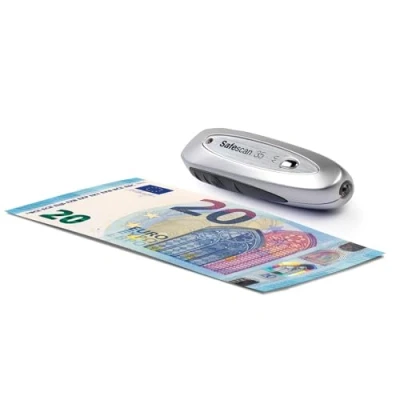 Abbildung von Safescan 35 tragbarer Geldscheinprüfer zu schnellen Prüfung von Banknoten, Kreditkarten und Ausweisen mit UV Licht