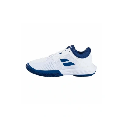 Abbildung von Babolat Tennisschuh für Sandplätze, Herren, Größe: 46.5, White estate blue Mesh