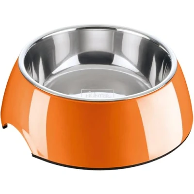 Abbildung von HUNTER Melamin Napf, Futternapf, Trinknapf für Hunde und Katzen, herausnehmbarer Edelstahlnapf, 160 ml, orange