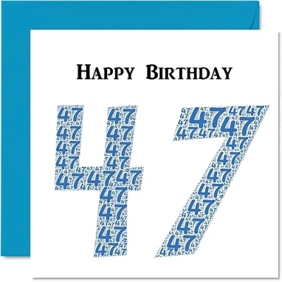 Abbildung von lustige Geburtstagskarte zum 47. Geburtstag für Männer Shapecloud Happy Birthday Karte Vater, Mutter, Bruder, Schwester, Großvater, Oma, Onkel, Tante, 145 mm x Grußkarten,