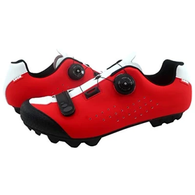 Abbildung von LUCK Fahrradschuhe ICCAR MTB Fahrradschuh mit Carbon Sohle und Präzisionsdrehsystem, begleitet von einem Klettverschluss. (37 EU, ROT)
