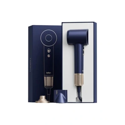 Abbildung von Laifen Premium Haartrockner in KöNigsblauer Geschenkbox, Hochgeschwindigkeits Tragbarer Ionen mit 110.000 U/min, Leicht, GeräUscharm, Magnetischer 360 Styling Aufsatz, Geschenktasche