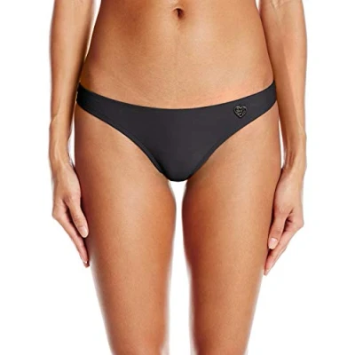 Abbildung von Body Glove Damen Smoothies Thong Solid Minimal Coverage Bikini Bottom Badeanzug Schwarz Medium