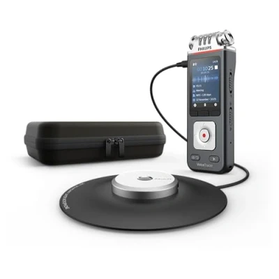 Abbildung von Philips VoiceTracer Audiorecorder Diktiergerät DVT8110 Meeting Recorder Mit 360 Mikrofon 3 High Fidelity Mikrofone, 8GB, Smartphone App (Android/iOS)