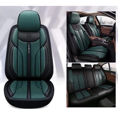 Abbildung von Eunncu Autositzbezüge komplettes Set Universal in Stylish Design Schonbezüge für Vordersitze und Rückbank Auto Sitzbezüge Airbag Kompatibel Premium Wasserdicht Sitzbezug, Grün Standard