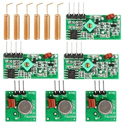 Abbildung von WayinTop 3 Set 433 MHz Funk Sende und Empfänger Modul + 433MHz Antenne Helical Spiral Spring Fernbedienung, Superregeneration Wireless Transmitter Einbrecher für Burglar Alarm