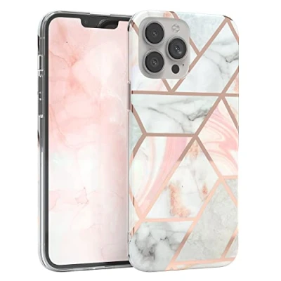 Abbildung von EAZY CASE Handyhülle Silikon mit Kameraschutz kompatibel iPhone 13 Pro Max, im Marmor Design, Motiv Hülle, Ultra dünn, Slimcover, Silikonhülle, Backcover, Rosé