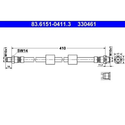 Abbildung von ATE 83.6151 0411.3 Bremsschläuche 410 M10x1 BMW: 5 Limousine, Touring