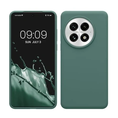 Abbildung von kwmobile Hülle kompatibel mit OnePlus 13 Silikon Handy Case Handyhülle weiche Oberfläche kabelloses Laden Tannengrün