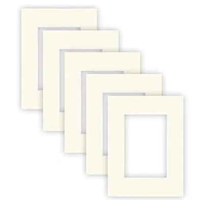 Abbildung von nielsen Conservation Passepartout Karton 1,5 mm 5er Set Außenformat 18x24 cm für Bildformat 10x15 Elfenbeinweiß (Creme weiß) Glatte Oberfläche