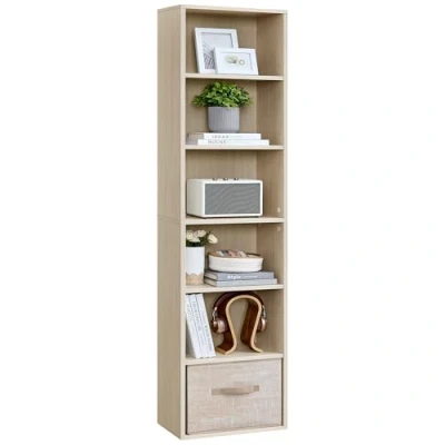 Abbildung von VASAGLE Bücherregal, 6 stöckiges Regal, offenes Aufbewahrungsregal, Standregal, 24 x 40 178,5 cm, für Wohnzimmer, Homeoffice, Esszimmer, naturbeige LBC167L01