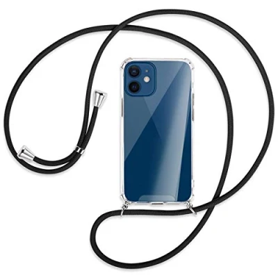 Abbildung von mtb more energy® Handykette kompatibel mit iPhone 12 Mini (5.4&#039;&#039;) schwarz Smartphone Hülle zum Umhängen Anti Shock Strong TPU Case