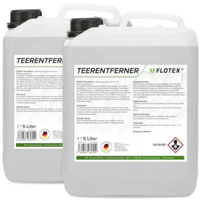 Abbildung von Flotex Teerentferner, 2 x 5L Teerreiniger löst Teer, Fett, Bitumen und Öl Rückstände