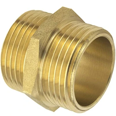 Abbildung von SHYNE Premium 1/2 Zoll Doppelnippel beidseitiges Außengewinde aus hochwertigem Messing robust und rostfrei Gewindefitting Übergangsstück (2 Stück)