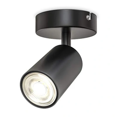 Abbildung von B.K.Licht LED Deckenspot Deckenleuchte 9x9cm Spot drehbar schwenkbar schwarz matt BKL1445, ohne Leuchtmittel, 1 flammig Lampe Wand Decke 230V Fassung GU10 Retro Design Wohnzimmer