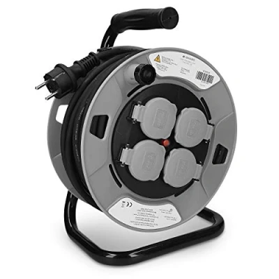 Abbildung von Navaris Kabel Trommel 25m mit 4 Steckdosen IP44 H05RR F 3G1,5 Kabeltrommel (Kabellänge 31,80 m)