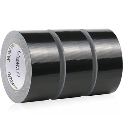 Abbildung von CHUANGSEED 3 Rollen Panzertape extra stark, Gewebe Klebeband 27.4 m x 50 mm Wasserdichtes Reparaturband für innen &amp; außen gewebeverstärktes Reparaturband(Schwarz Rollen)
