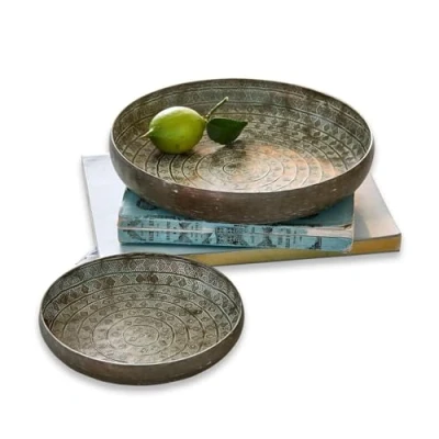 Abbildung von Mirabeau Tablett 2er Set Birse antikbronze, Aluminium