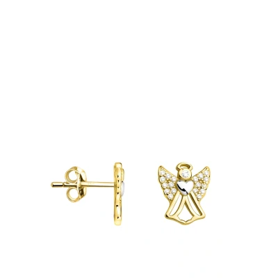 Abbildung von SOFIA MILANI Damen Ohrringe 925 Silber vergoldet/golden &amp; mit Zirkonia Steinen Engel Ohrstecker E2438
