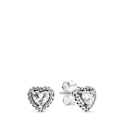 Abbildung von Pandora Sparkling Elevated Heart STUD Ohrringe, Damen, Größe: One Size, Sterling silver
