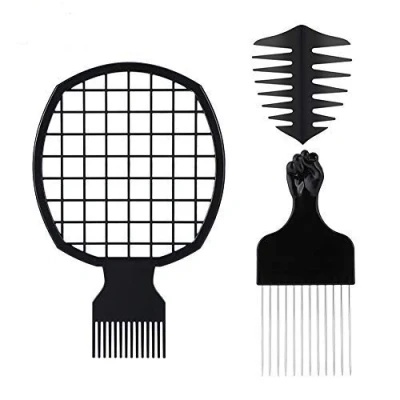 Abbildung von Afro Kamm mit Griff + Kamm+ Griffkamm 3er Set,Metall Afrokamm für Voluminöses Dichtes Lockiges und Langes Haar,Afro Hair Styler Pick Frisur Styling Tool