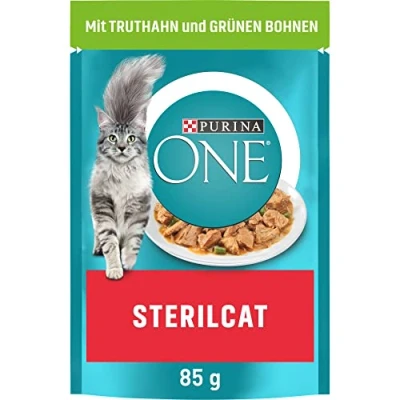 Abbildung von PURINA ONE STERILCAT Katzenfutter nass, zarte Stückchen in Sauce für sterilisierte Katzen, mit Truthahn, 26er Pack (26 x 85g)