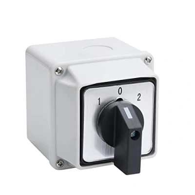 Abbildung von APIELE Drehschalter Box 20A Nockenschalter 3 Position 8 Terminals 440V Phase Universeller Drehnocken Selektor Kasten LW26/2