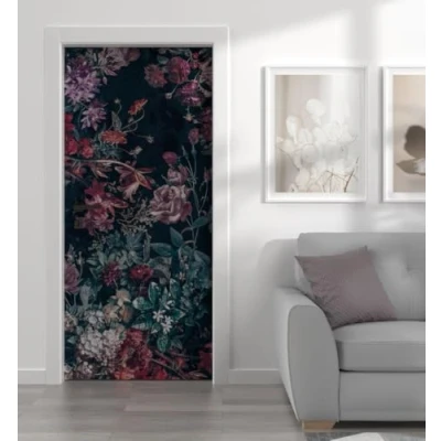 Abbildung von MyMaxxi Tür bekleben mit Türtapete Selbstklebend 90x200 Rosen dunkel verschönern Türfolie Türaufkleber XXL Aufkleber Folie Türposter Türklebefolie Blumen blühen grün