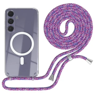 Abbildung von EAZY CASE Handykette kompatibel mit Galaxy S25 Plus Kette zum Umhängen Stoßfest Handyhülle für Silikon Hülle Band Handytasche Transparent als Fallschutz in Unicorn