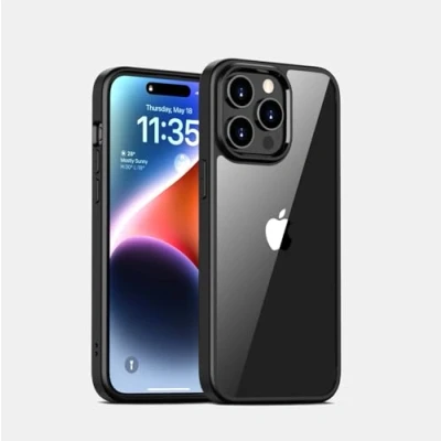 Abbildung von JT Berlin Case Pankow Hybrid Hülle kompatibel mit Apple iPhone 15 Pro Max [Schutz nach US Militärstandard, Wireless Charging (Qi), Verstärkter Bumper, Kamera &amp; Displayschutz] schwarz/transparent