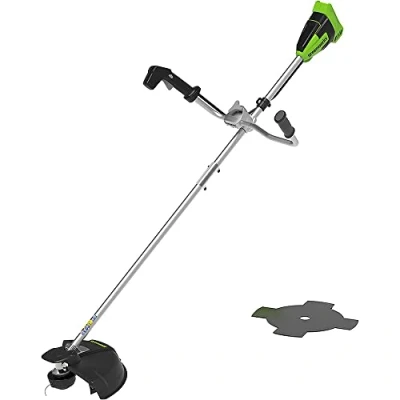 Abbildung von Greenworks GR2105707, Rasentrimmer, Nylonschnur, U Griff, 2 mm, Grün, 40 cm SOLO