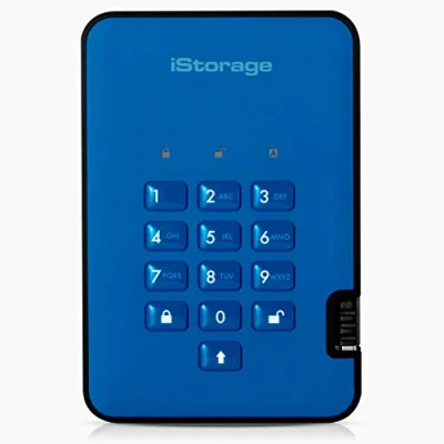 Abbildung von iStorage diskAshur2 HDD 3TB Rot Sichere tragbare Festplatte Passwortgeschützt Staub und wasserdicht Hardware Verschlüsselung