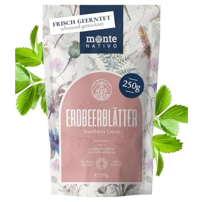 Abbildung von Erdbeerblätter Kräutertee Monte Nativo (250g) getrocknet Strawberry tea Aromatisch und 100% rein natürlich als loser Blatttee ohne Zusätze Erfrischende gesunde Infusion
