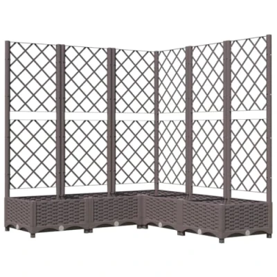 Abbildung von vidaXL Pflanzkübel mit Rankgitter Blumenkübel Pflanzkasten Blumentopf Blumenkasten Rankhilfe Spalier Gartenspalier Braun 120x120x121,5cm PP
