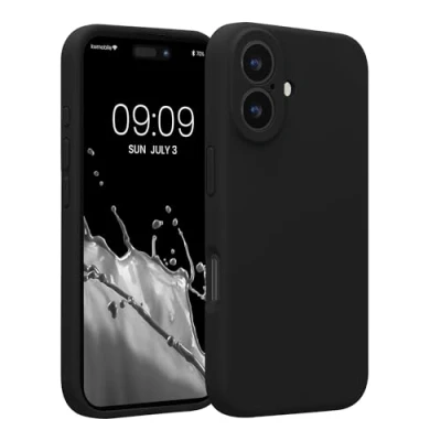 Abbildung von kwmobile Handyhülle kompatibel mit Apple iPhone 16 Hülle gummierte Handy Case aus Silikon in Schwarz