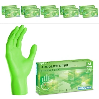 Abbildung von 2000 Stk (20x100) ARNOMED Einweghandschuhe Grün, Einmalhandschuhe M, Nitril Handschuhe Einweg, Nitrilhandschuhe puderfrei, Gummihandschuhe Schutzhandschuhe, XS, S, L, XL