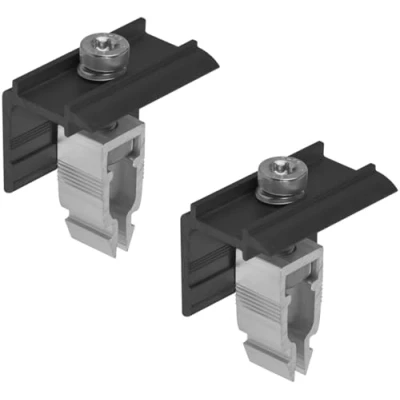 Abbildung von Avoltik Solarmodul Halterung End und Mittelklemme mit Aluminiumlegierung für Höhe 30mm 45mm I Befestigung PV Anlagen Korrosionsbeständig (Schwarz, 2x Endklemme)