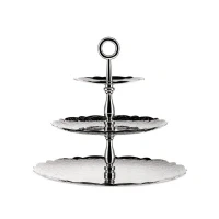 Abbildung von Alessi MW52/3 Dressed for x Mas Etagere mit DREI Ebenen aus Edelstahl 18/10,glänzend poliert Reliefdekor, Stahl, Silver, 34 31 cm