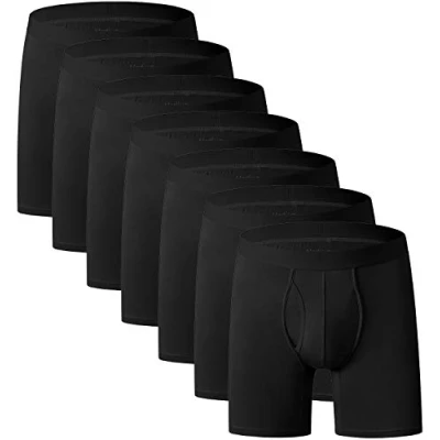 Abbildung von YOULEHE Boxershorts Herren Multipack Männer Unterwäsche Bambusfaser Unterhosen Men Retroshorts Boxer (7er Pack Schwarz Lange Beine, M)