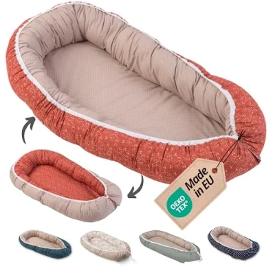 Abbildung von ULLENBOOM Babynest 100% OEKO TEX Materialien &amp; Made in EU, Regenbogen Babynestchen Neugeborene aus kuscheliger Baumwolle, Ideal als Reisebett Kuschelnest geeignet