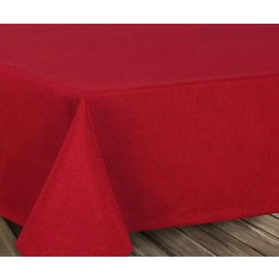 Abbildung von BEAUTEX fleckenabweisende und bügelfreie Tischdecke Tischtuch mit Lotuseffekt Tischwäsche in Leinenoptik, Rund 140 cm, Bordeaux