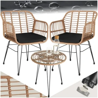 Abbildung von tectake Sitzgruppe Molfetta, (Set, 3 tlg), Tisch und Stuhl Set