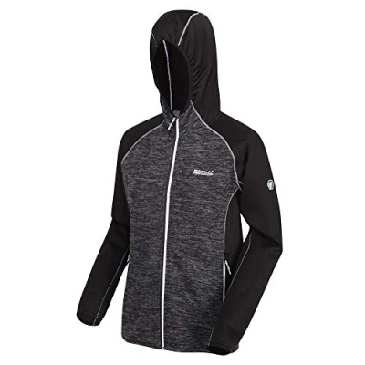 Abbildung von Regatta Damen Walbury Softshell Jacke mit Stretch Kapuze und Seitenteilen Fleece, Aschgrau/Schwarz, 38