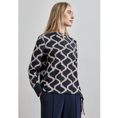 Abbildung von Street One Jaquard Langarmshirt, Damen, Größe: 40, Blau