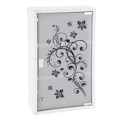 Abbildung von Spetebo Medizinschrank XXL Metall Glastür weiß 50x30 cm (Komplett Set, 1 St., Schrank + Schlüssel) Abschließbar, Tablettenschrank, Medikamentenschrank
