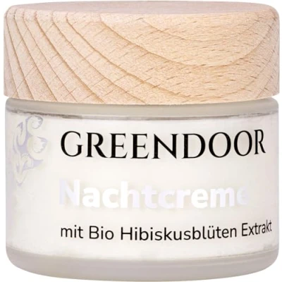 Abbildung von GREENDOOR Nachtcreme Bio Hibiscusblüte 50ml, vegane Feuchtigkeitspflege für normale bis trockene Haut, Naturkosmetik, Natur Anti Falten Formel, natürliche Hautpflege, Geschenke