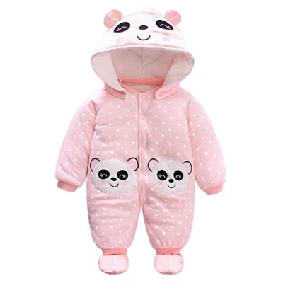Abbildung von Baby Mädchen Overall Mit Kapuze Footies Strampler Schneeanzüge Karikatur Jumpsuit Winter Kleidungsset, Panda 6 9 Monate
