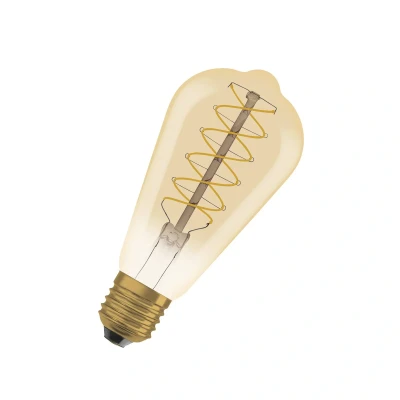Abbildung von OSRAM Vintage 1906 LED Lampe mit Gold Tönung, 4,8W, 420lm, Edison Form 95mm Durchmesser &amp; E27 Sockel, warmweiße Lichtfarbe, spiralförmiges Filament, dimmbar, bis zu 15.000 Stunden Lebensdauer