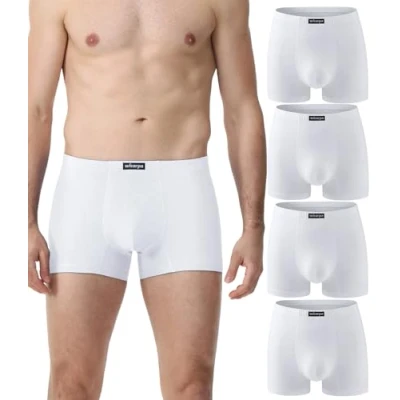 Abbildung von wirarpa Boxershorts Herren Baumwolle Unterhosen Männer Trunks Boxer Stretch Unterwäsche für 4er Pack Weiß Größe L