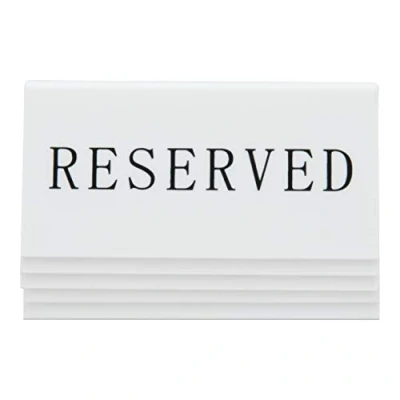 Abbildung von Securit Reserviert Tischaufsteller, ENGLAND (5.er Set) Weißes Acryl mit schwarzer Schrift, 4 x 10 5 cm